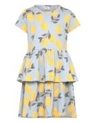 Dress Ss Peplum Aop Dresses & Skirts Dresses Casual Dresses Short-sleeved Casual Dresses Blue Lindex