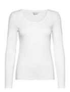 Slim Cot/Ela Ls Scoop Neck Top Tops T-shirts & Tops Long-sleeved White GANT