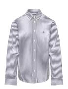 Striped Shield B.d Poplin Shirt Tops Shirts Long-sleeved Shirts Blue GANT