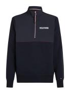 Monotype Mix Media Half Zip Tops Sweatshirts & Hoodies Sweatshirts Blue Tommy Hilfiger