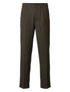 Slh190-Reg Tapered Leroy Pleat Pant Noos Bottoms Trousers Casual Brown Selected Homme