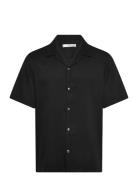 Regular-Fit Shirt With Bowling Neck Tops Shirts Short-sleeved Black Mango