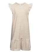 Dress Ns Striped Rib Dresses & Skirts Dresses Casual Dresses Sleeveless Casual Dresses Beige Huttelihut