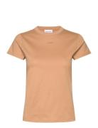 Nano Logo Slim T-Shirt Tops T-shirts & Tops Short-sleeved Beige Calvin Klein