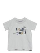 Baby T-Shirt W. Chestprint S/S Tops T-Kortærmet Skjorte Grey Color Kids