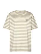 Tasaraita Men Ss Tops T-shirts & Tops Short-sleeved Khaki Green Marimekko