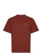 Contrast Stitch Pocket Tshirt Tops T-Kortærmet Skjorte Burgundy Superdry