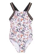 Swimsuit W Elastic Straps, Aop Badedragt Badetøj Multi/patterned Color Kids