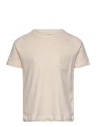 Striped T-Shirt With Pocket Tops T-Kortærmet Skjorte Beige Copenhagen Colors