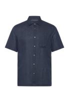 Regular-Fit Linen Shirt With Pocket Tops Shirts Short-sleeved Navy Mango