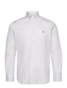 Custom Fit Striped Stretch Oxford Shirt Tops Shirts Casual Grey Polo Ralph Lauren