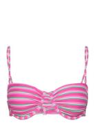 Stripe-Print Bikini Top Swimwear Bikinis Bikini Tops Bandeau Bikinitops Pink Mango