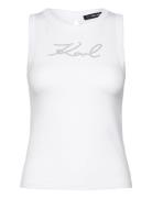 Karl Rhinest Tank Top Tops T-shirts & Tops Sleeveless White Karl Lagerfeld