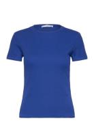 Knitted Short-Sleeve T-Shirt Tops T-shirts & Tops Short-sleeved Blue Mango