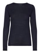 Wool/Tencel Tee Long Sleeve Tops T-shirts & Tops Long-sleeved Navy Panos Emporio