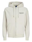 Jorvesterbro Sweat Zip Hood Noos Tops Sweatshirts & Hoodies Hoodies Cream Jack & J S