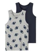 Nmmtank Top 2P Grey Mel Rugby Noos Night & Underwear Underwear Tops Grey Name It