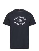 Monotype Flock Regular Tee Ss Tops T-Kortærmet Skjorte Navy Tommy Hilfiger