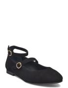 Evelyn Suede Black Leather Ballet Flats Ballerinasko Ballerinaer Black ALOHAS