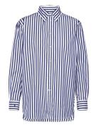 Over Fit Striped Cotton Shirt Tops Shirts Long-sleeved Blue Polo Ralph Lauren