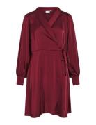 Vienna Ravenna L/S Short Wrap Dress-Noos Kort Kjole Red Vila