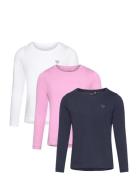 Nkfvioline Ls Loose Top 3P Noos Tops T-shirts Long-sleeved T-Skjorte Pink Name It