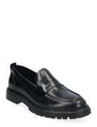 Biagil Penny Loafer Polido Loafers Flade Sko Black Bianco