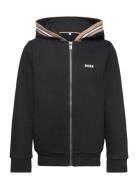 Hooded Cardigan Tops Sweatshirts & Hoodies Hoodies Black BOSS