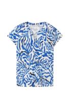 T-Shirt Blouse Alloverprinted Tops Blouses Short-sleeved Blue Tom Tailor