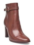 Bailey Burnished Leather Bootie Shoes Boots Ankle Boots Ankle Boots With Heel Brown Lauren Ralph Lauren