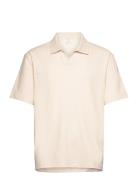 Regular-Fit Ribbed Cotton Polo Shirt Tops Polos Short-sleeved Cream Mango