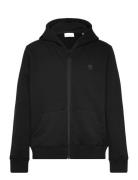 Badge Zip Hood Sweat - Gots/Vegan Tops Sweatshirts & Hoodies Hoodies Black Knowledge Cotton Apparel