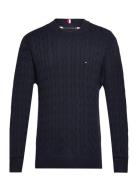 Classic Cotton Cable Crew Neck Tops Knitwear Round Necks Navy Tommy Hilfiger