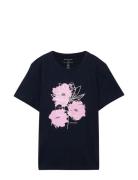 T-Shirt Crew Neck Artwork Tops T-shirts & Tops Short-sleeved Navy Tom Tailor