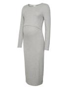 Mlbrynna June Ls Jrs Midi Dress 2F Noos Dresses Bodycon Dresses Grey Mamalicious