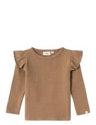 Nmfthoro Ls Slim Top Lil Tops T-shirts Long-sleeved T-Skjorte Brown Lil'Atelier