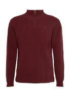 Barbour Essential Lambswool Half Zip Tops Knitwear Half Zip Jumpers Burgundy Barbour