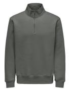 Onsconnor Reg 1/4 Zip Sweat Tops Sweatshirts & Hoodies Sweatshirts Grey ONLY & SONS