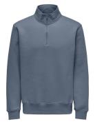 Onsconnor Reg 1/4 Zip Sweat Tops Sweatshirts & Hoodies Sweatshirts Grey ONLY & SONS