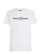 Hilfiger Chest Stripe Tee Tops T-Kortærmet Skjorte White Tommy Hilfiger