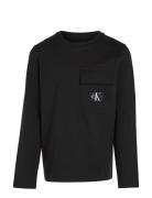 Badge Reg. Ls T-Shirt Tops T-shirts Long-sleeved T-Skjorte Black Calvin Klein