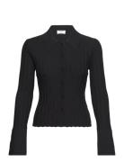 Knitted Shirt Tops Knitwear Cardigans Black Filippa K