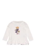 Polo Bear Cotton Jersey Peplum Tee Tops T-shirts Long-sleeved T-Skjorte White Ralph Lauren Baby