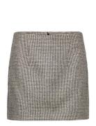 Houndstooth Straight Mini-Skirt Kort Nederdel Black Mango