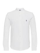 Featherweight Mesh-Ls Fb Mandarin C Tops Shirts Casual White Polo Ralph Lauren