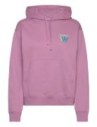 Jenn Stacked Logo Hoodie Tops Sweatshirts & Hoodies Hoodies Purple Double A By Wood Wood