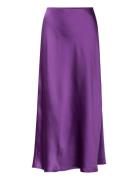 Midi Satin Skirt Knælang Nederdel Purple Mango