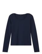 Nlfnove Ls Deep O-Neck Short Top Tops T-shirts Long-sleeved T-Skjorte Navy LMTD