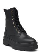 Leather Elastic Rib Laceup Shoes Boots Ankle Boots Laced Boots Black Tommy Hilfiger