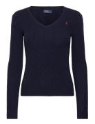 Cable-Knit Wool-Cashmere V-Neck Sweater Tops Knitwear Jumpers Blue Polo Ralph Lauren